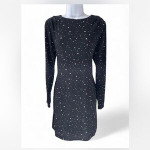 H&M Black Star Pattern Long Sleeve Dress